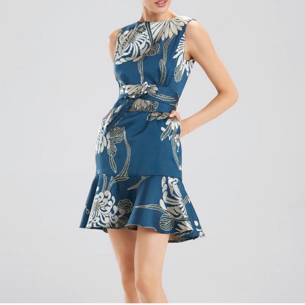 Natori blue and ivory floral dress